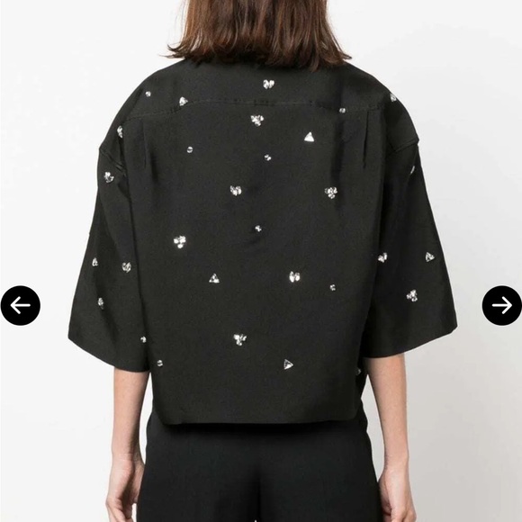 Sandro Black Blouse with Silver Accents Size 2 US - Picture 5 of 16